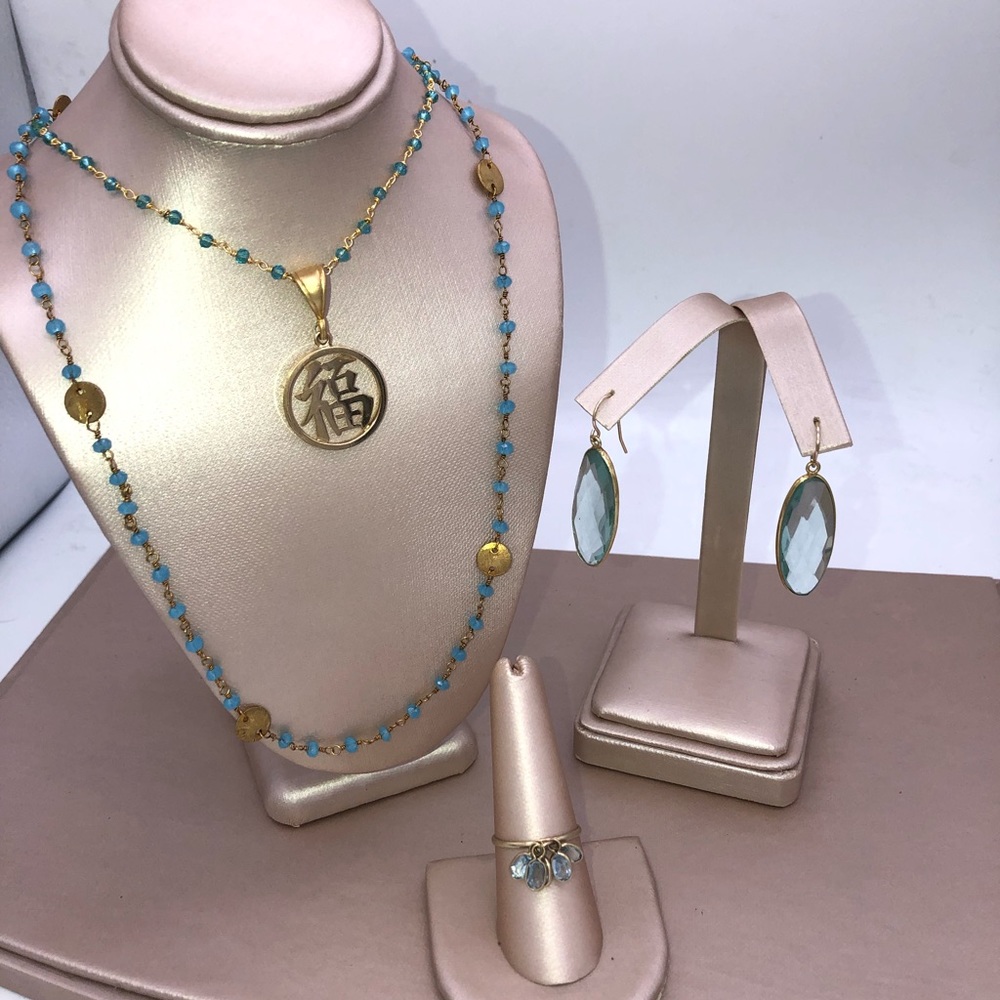 SOLID GOLD AND AQUAMARINE BUNDLE